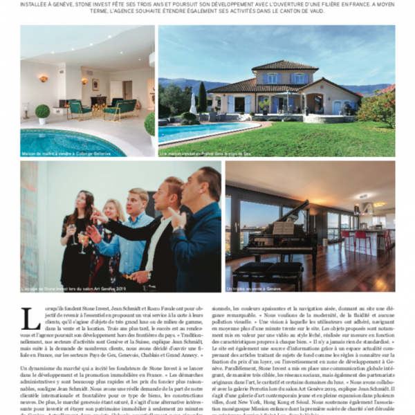 Article Presse 2019 Agence Stone Invest Immobilier Genève